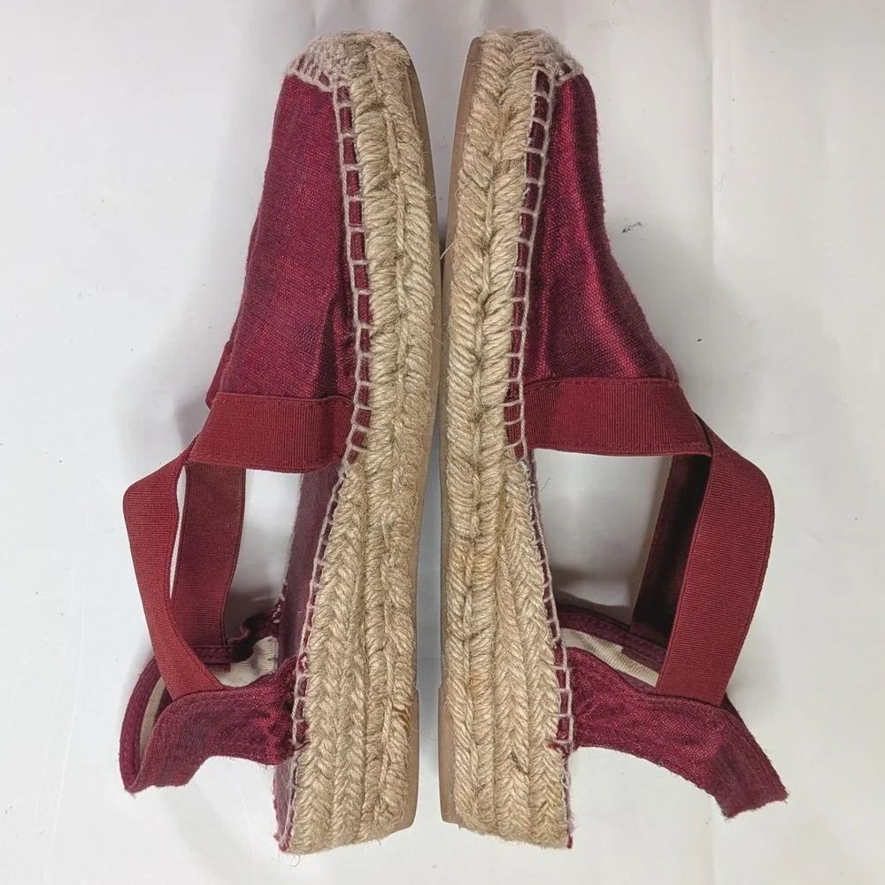Toni Pons Origins Espadrilles Size 37 Burgundy Red Textile Wedge Sandals Spain